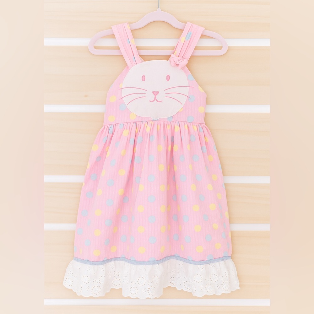 Cotton Kids Pink Bunny Dress - Size 6